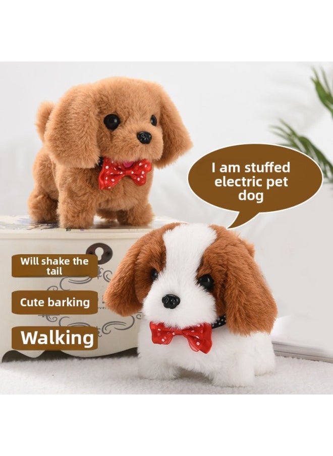 Simulation Plush Toy Dog Children's Toy Can Walk Can Call Electric Puppy Boy Electronic Pet Dog-Color:Labrador White-Specification:No Battery, No Collar, No Tie  - Image 4
