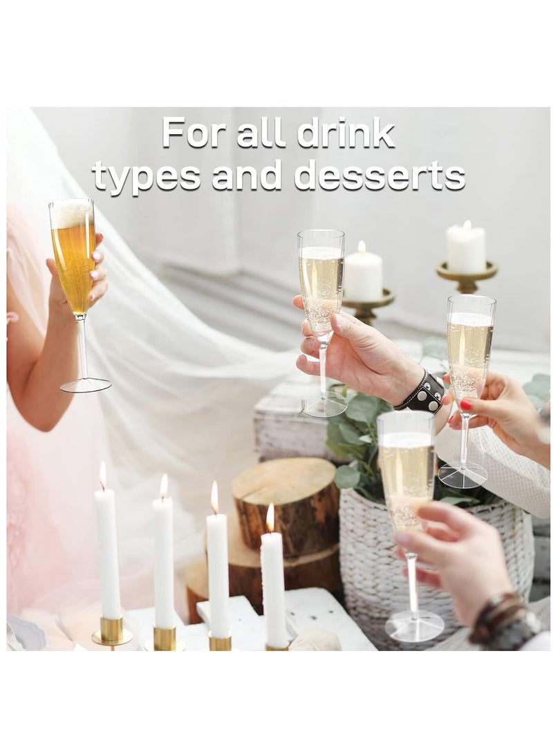 16 Sets of 6oz Clear Plastic Champagne Flutes - Reusable & BPA-Free Disposable Wine Glasses for Celebrations, Anniversaries, Parties, and Weddings - Ideal Cocktail and Mimosa Glasses.  - Image 4
