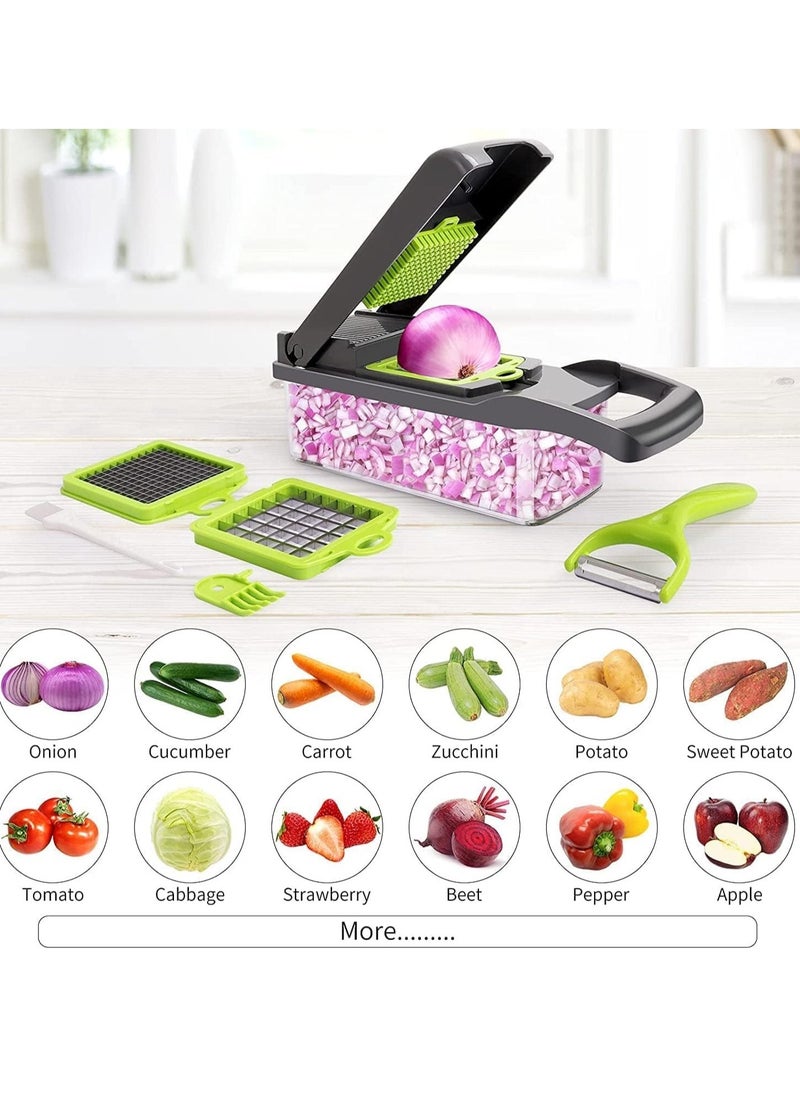 ELTRAZONE NEW Vegetable Chopper – Multifunctional 13-in-1 Food Chopper, Onion Chopper, Vegetable Slicer, Dicer, Cutter, 8 Blades, Colander Basket & Container for Salad, Potato, Carrot, Veggie Prep - Image 2
