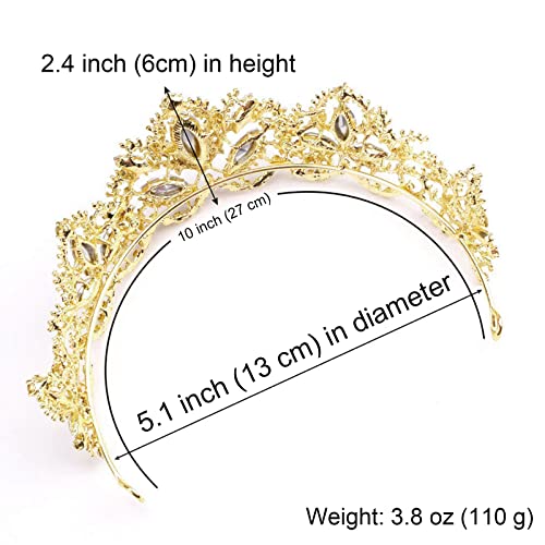 Exacoo Gold Tiara Wedding Tiaras and Crowns for Women,Rhinestone Queen Women Princess Crown Birthday Headbands Prom Bridal Party Halloween Costume Christmas Gifts - Image 5