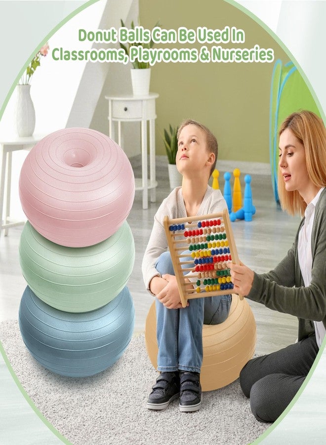 Lewtemi 4 Pcs Flexible Seating for Classroom Elementary 20 Inch Yoga Ball Chair Inflatable Donut Ball Chair with Inflator for Kids Student Sensory Balance Office Exercise(Boho Color) - Image 4