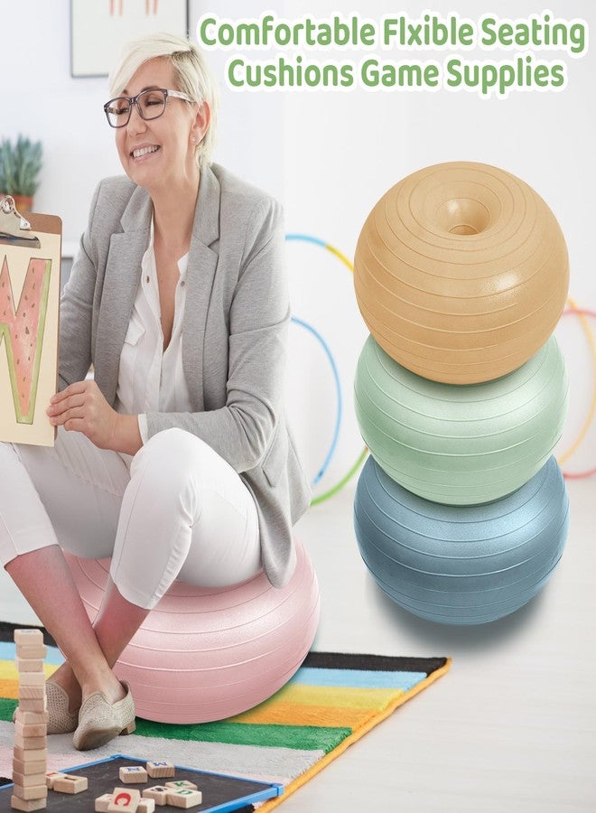 Lewtemi 4 Pcs Flexible Seating for Classroom Elementary 20 Inch Yoga Ball Chair Inflatable Donut Ball Chair with Inflator for Kids Student Sensory Balance Office Exercise(Boho Color) - Image 5