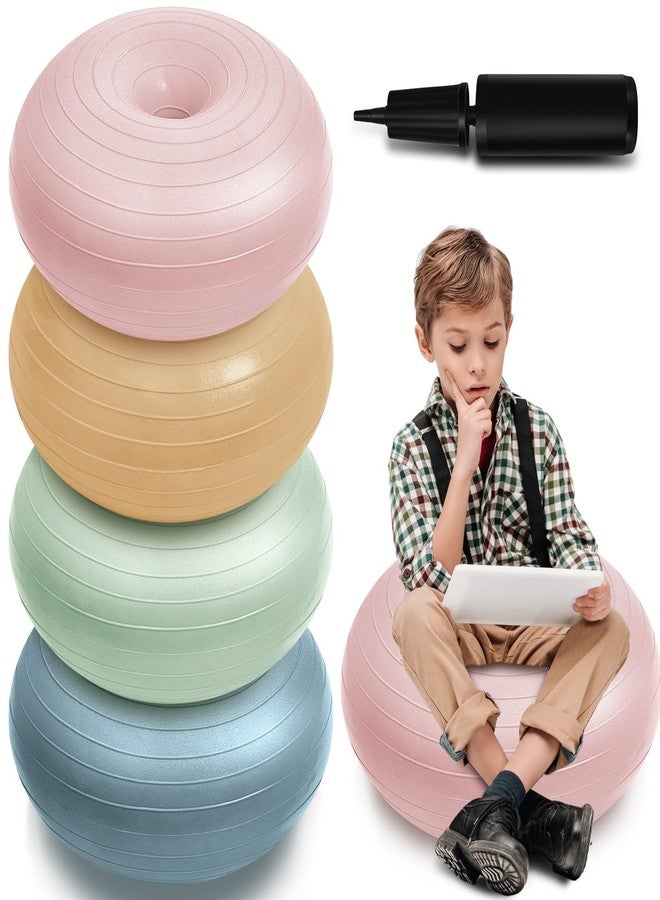 Lewtemi 4 Pcs Flexible Seating for Classroom Elementary 20 Inch Yoga Ball Chair Inflatable Donut Ball Chair with Inflator for Kids Student Sensory Balance Office Exercise(Boho Color) - Image 1