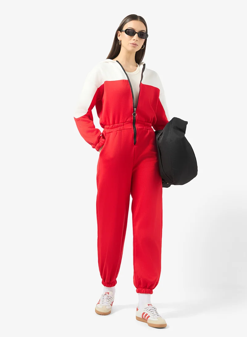 Ginger Zip Up Fleece Colorblock Onesie