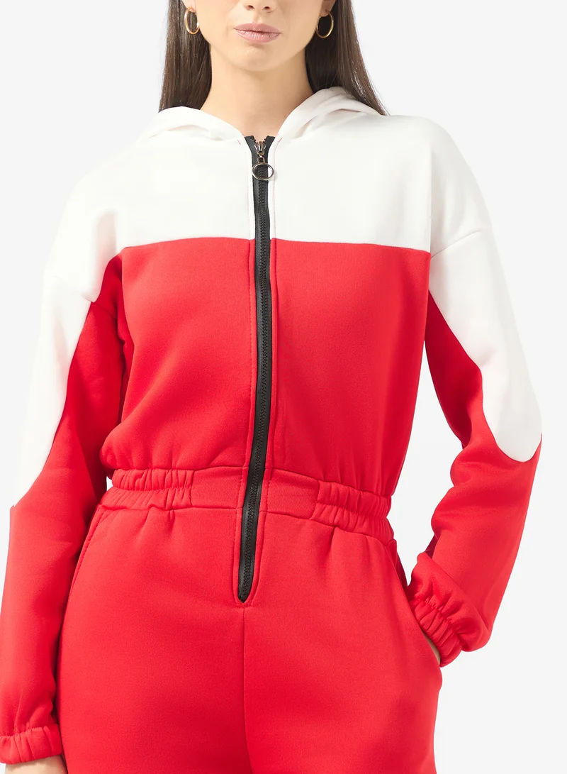 Ginger Zip Up Fleece Colorblock Onesie