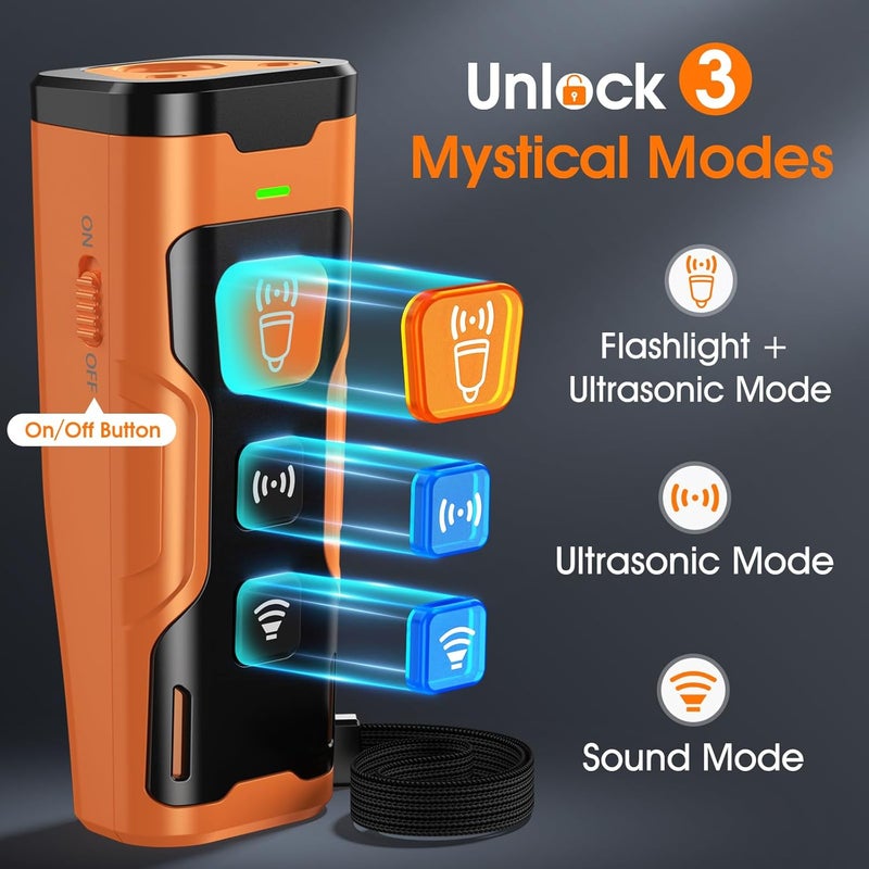 HeeNzz Dog Bark Deterrent Devices for Own or Neighbor's Dog Ultrasonic Dog Training Device Safe & Effective Portable Anti Barking Device for Dogs Indoor Outdoor Use Orange - Image 2