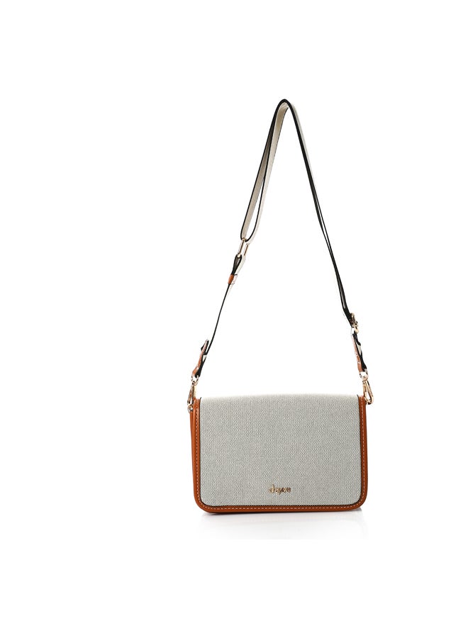 DejaVu Magnetic Closure Casual Cross-Body Bag - Camel & Beige  - Image 5