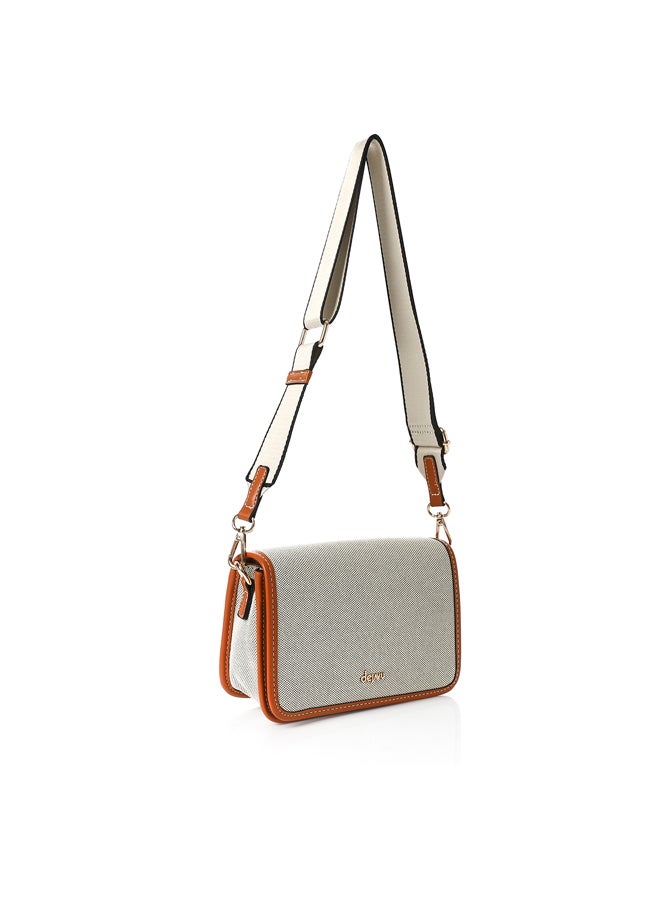 DejaVu Magnetic Closure Casual Cross-Body Bag - Camel & Beige  - Image 1