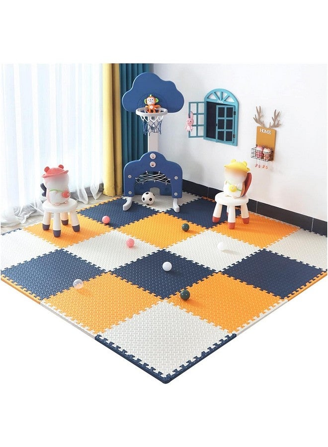 سيجناترون أرضيات سيجناترون (6 قطع) - مساحة 24 قدمًا مربعًا || سجادة لعب متشابكة للأطفال || سجادة أرضية للمتاجر || سجادة أرضية للمطبخ || سجادة للحيوانات الأليفة || سُمك 12 مم (أزرق داكن - برتقالي - أبيض) - Image 2