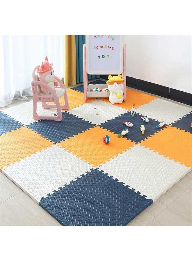 سيجناترون أرضيات سيجناترون (6 قطع) - مساحة 24 قدمًا مربعًا || سجادة لعب متشابكة للأطفال || سجادة أرضية للمتاجر || سجادة أرضية للمطبخ || سجادة للحيوانات الأليفة || سُمك 12 مم (أزرق داكن - برتقالي - أبيض) - Image 1