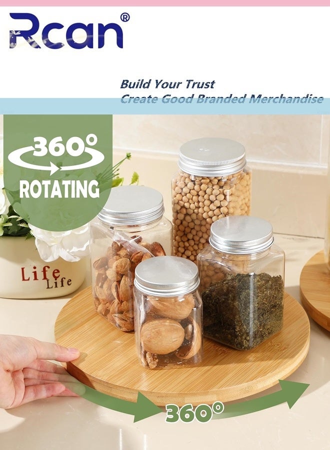 Rcan Lazy Susan Organizer 14 Inch Kitchen Non Skid Bamboo Turntable Organizer Pizza Cake Stand for Cabinet Countertop Pantry Turn Table Organizers for Spice Salt Pepper Olive Oil Organization and Storage  - Image 1