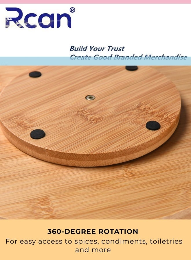 Rcan Lazy Susan Organizer 14 Inch Kitchen Non Skid Bamboo Turntable Organizer Pizza Cake Stand for Cabinet Countertop Pantry Turn Table Organizers for Spice Salt Pepper Olive Oil Organization and Storage  - Image 5