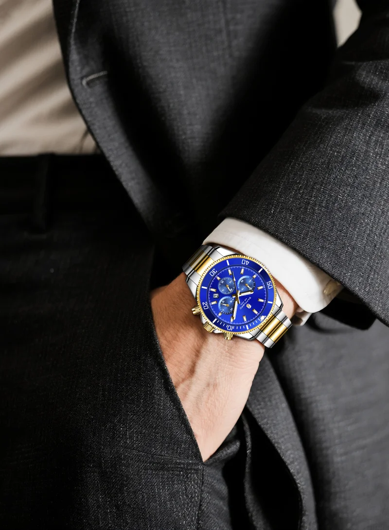 Sapphero SAPPHERO Mens Watches Analog Quartz Chronograph Stainless Steel Watches for Men 50M Waterproof Men's Wrist Watches with Calendar Luxury Business Work Casual Watch Elegant Gifts for Men