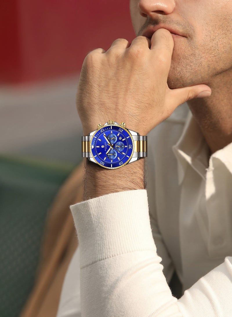 SAPPHERO Mens Watches Analog Quartz Chronograph Stainless Steel Watches for Men 50M Waterproof Men's Wrist Watches with Calendar Luxury Business Work Casual Watch Elegant Gifts for Men - Image 4