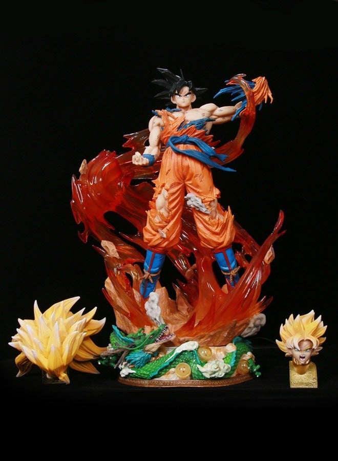 Wukong hand-made three-head sculpture replacement luminous Action Figure Decorative Resin Sculpture Home Decor Statue, Art Figurine Home Decor, Suitable for Office, Living Room, Bedroom, Bookshelf, TV Cabinet, Desktop  - Image 1