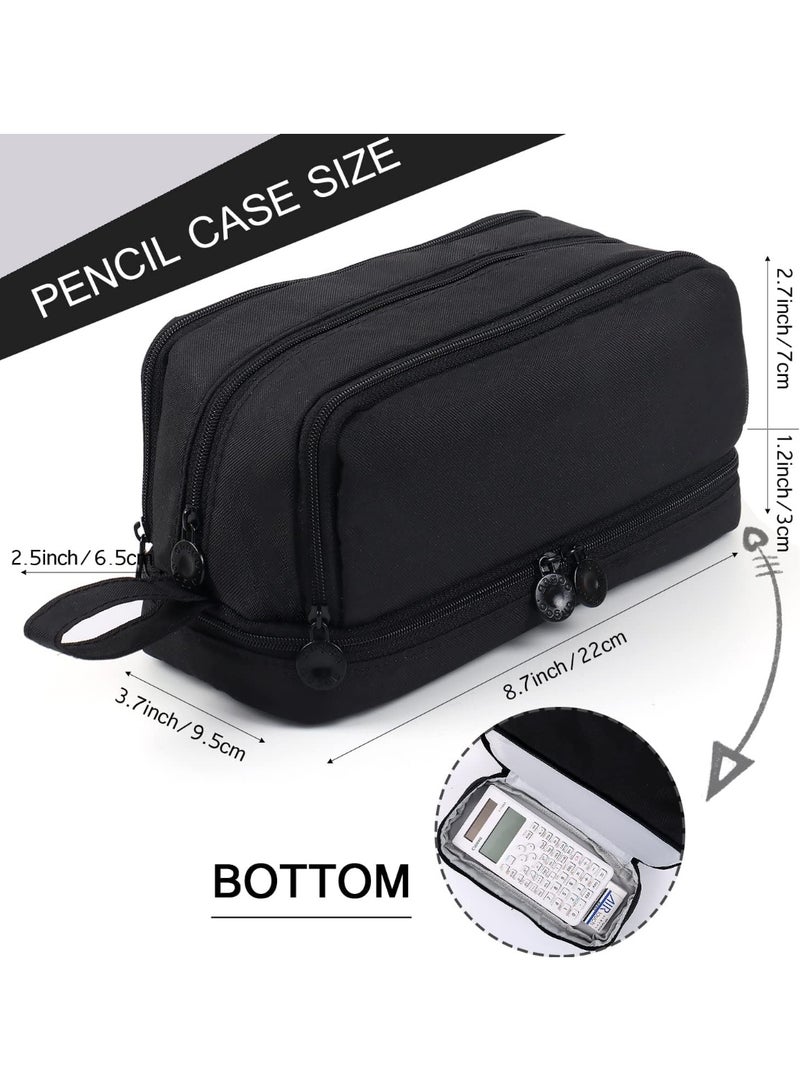 Pen Pencil Case with 4 Compartments, Multi-Slot Pencil Pouch Bag Aesthetic School Supplies Organizer for Teen Girls, Women, Adults (Black) - Image 5