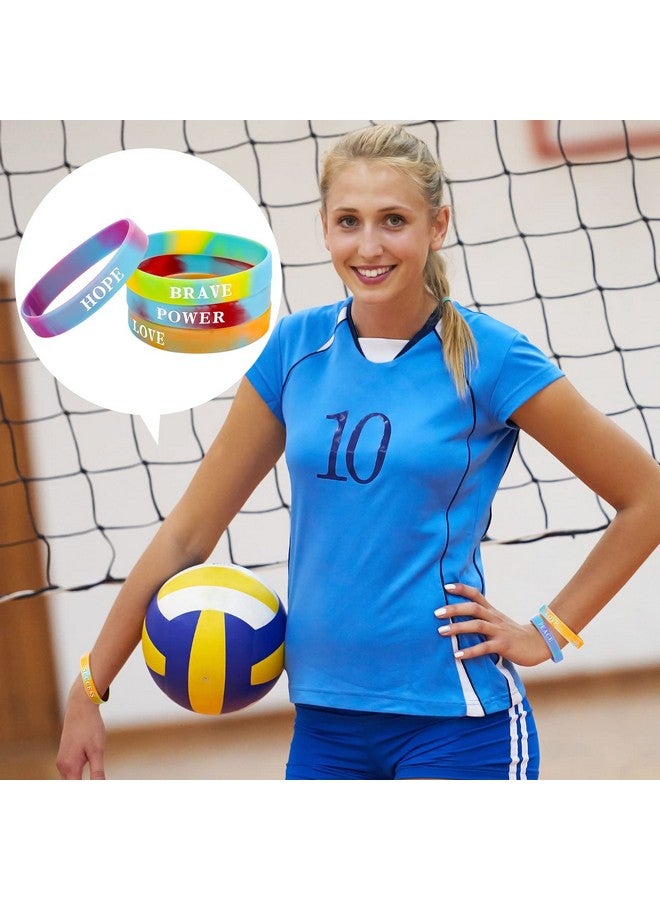 60 Pieces Motivational Silicone Bracelets Inspirational Quote Rubber Wristbands Bulk Rainbow Color Pride Bracelets Stretch Wristbands For Men Women Kids Party Supplies 15 Styles