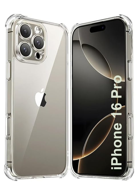Case Cover For iPhone 16 Pro - Ultra Clear Flexible Shockproof Silicone Back Cover With Raised Edge Bumps Protection - Clear