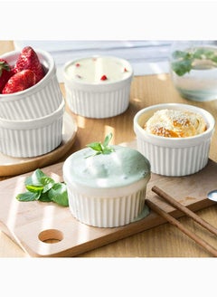Mash 8 Pieces Ceramic Ramekins 10Oz White Souffle Oven Safe Stoneware Bakeware Porcelain Ramekin Set Serving For Sauces Dipping Onion Soup Lava Cake Flan Creme Brulee Pudding Mini Custard Dishes  - Image 4