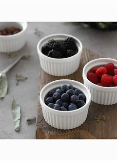 Mash 8 Pieces Ceramic Ramekins 10Oz White Souffle Oven Safe Stoneware Bakeware Porcelain Ramekin Set Serving For Sauces Dipping Onion Soup Lava Cake Flan Creme Brulee Pudding Mini Custard Dishes  - Image 5