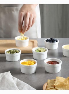 Mash 8 Pieces Ceramic Ramekins 10Oz White Souffle Oven Safe Stoneware Bakeware Porcelain Ramekin Set Serving For Sauces Dipping Onion Soup Lava Cake Flan Creme Brulee Pudding Mini Custard Dishes  - Image 2