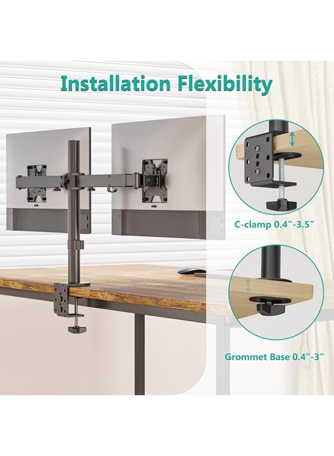 Dual Monitor Desk Mount – Height Adjustable Stand for 2 Screens up to 38 Inches – Supports 22 lbs per Arm – Space-Saving & Ergonomic - Image 3