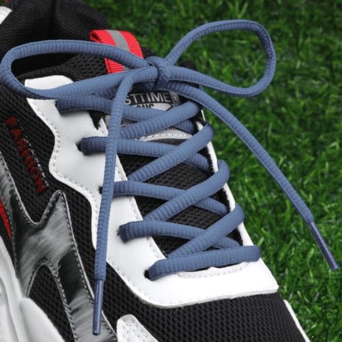 Puzeam 2 Pairs Oval Athletic Shoelaces 33 Colors 1/4" Half Round Shoe Laces for Sneakers - Blue Gray 120 - Image 2