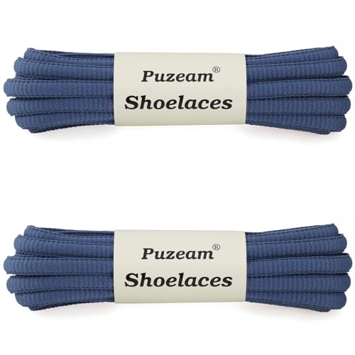 Puzeam 2 Pairs Oval Athletic Shoelaces 33 Colors 1/4" Half Round Shoe Laces for Sneakers - Blue Gray 120 - Image 3