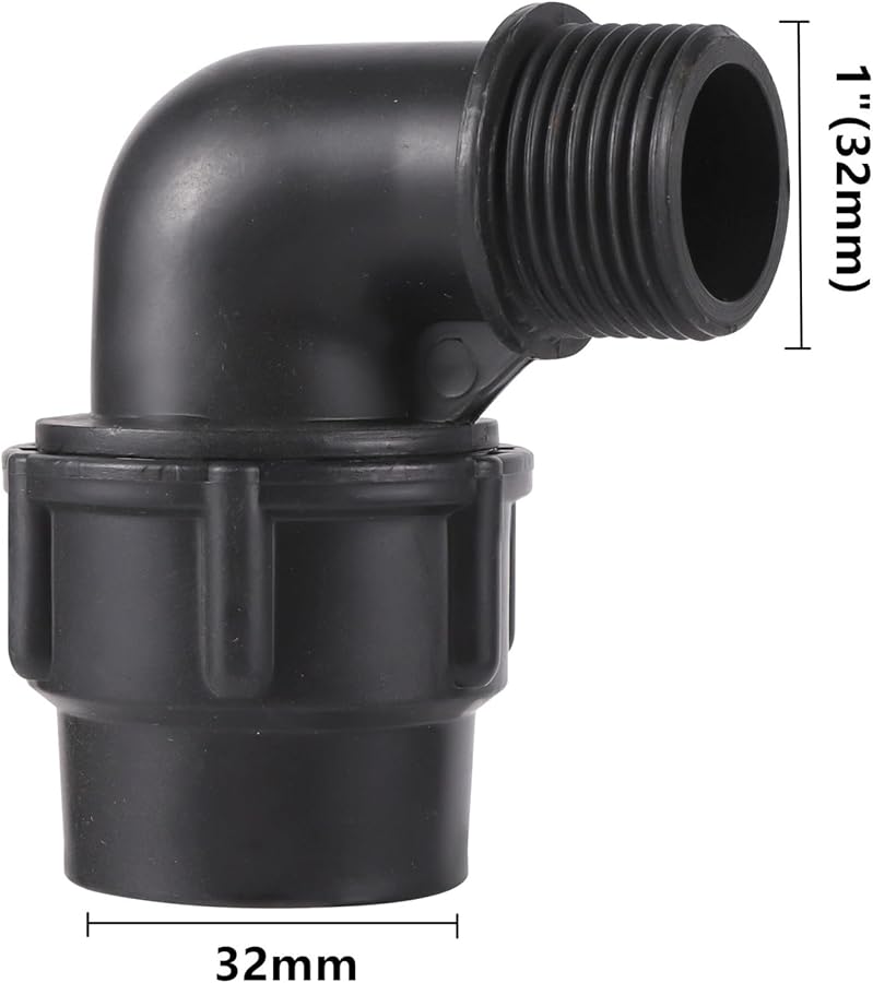 Black PE PVC Pipe Fitting 90 Degree Reducing Elbow Thread Connector 1 2 3 4 Inch - Image 3
