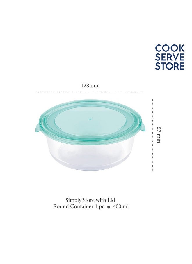 La Opala La Opala Cook Serve Store 100% Borosilicate Glass Storage Container | Simply Store with Lid | Round 400 ml | Microwave & Oven Proof | Dishwasher & Freezer Proof | Strong & Durable | Transparent  - Image 2