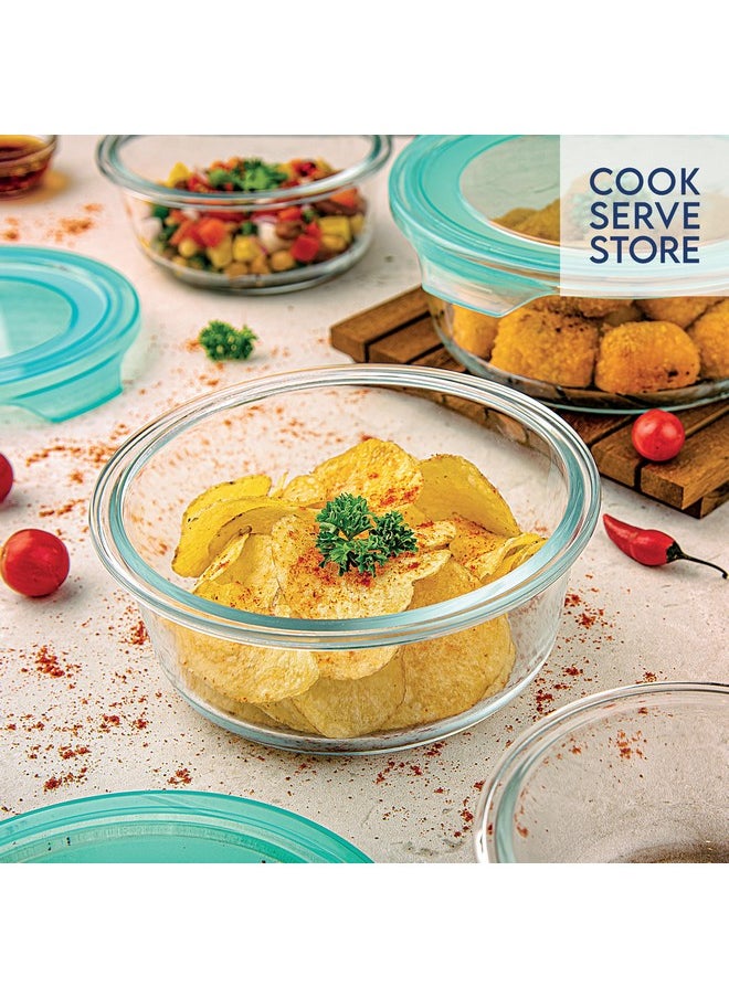 La Opala La Opala Cook Serve Store 100% Borosilicate Glass Storage Container | Simply Store with Lid | Round 400 ml | Microwave & Oven Proof | Dishwasher & Freezer Proof | Strong & Durable | Transparent  - Image 3