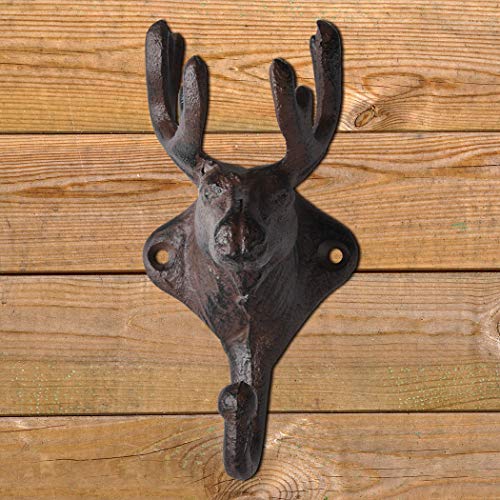 BRASSTAR Vintage Cast Iron Deer Head Antlers Wall Hooks/Hanger - Living Room Bathroom Room Kitchen Wall Decoration Coat Hooks Rustic PTZY226 - Image 3
