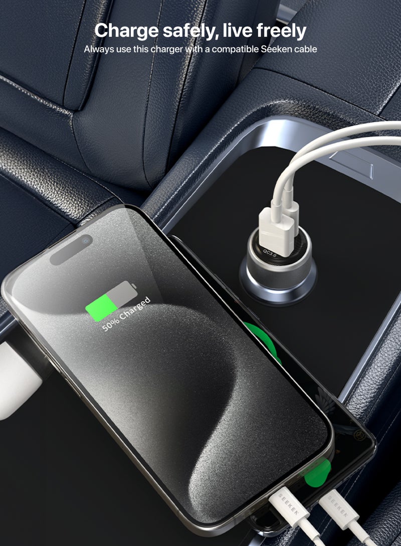 Seeken 83W Dual Port Fast Car Charger | USB-C PD & USB-A Fast Charging Adapter | Compatible with Laptops, Tablets & Smartphones | DC 12V-24V for Cars & Trucks - Image 5