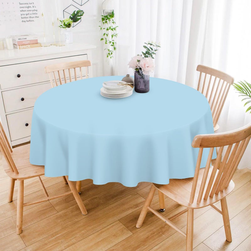 Mulbozy 12 Pack Light Blue Round Tablecloth, 84 Inches Plastic Table Cover, Premium Disposable Round Party Tablecloth For Restaurant Dinners, Wedding, Grad Party, Baby Shower, Outdoor Camping - Image 2
