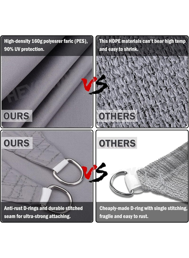 يوڠام أشرعة ظل الشمس المنحنية القابلة للماء قماش مظلة الظل في الهواء الطلق لحجب الأشعة فوق البنفسجية غطاء مظلة مستطيل للحديقة والفناء والسطح والأنشطة الخارجية باللون الرمادي 3x4م - Image 5