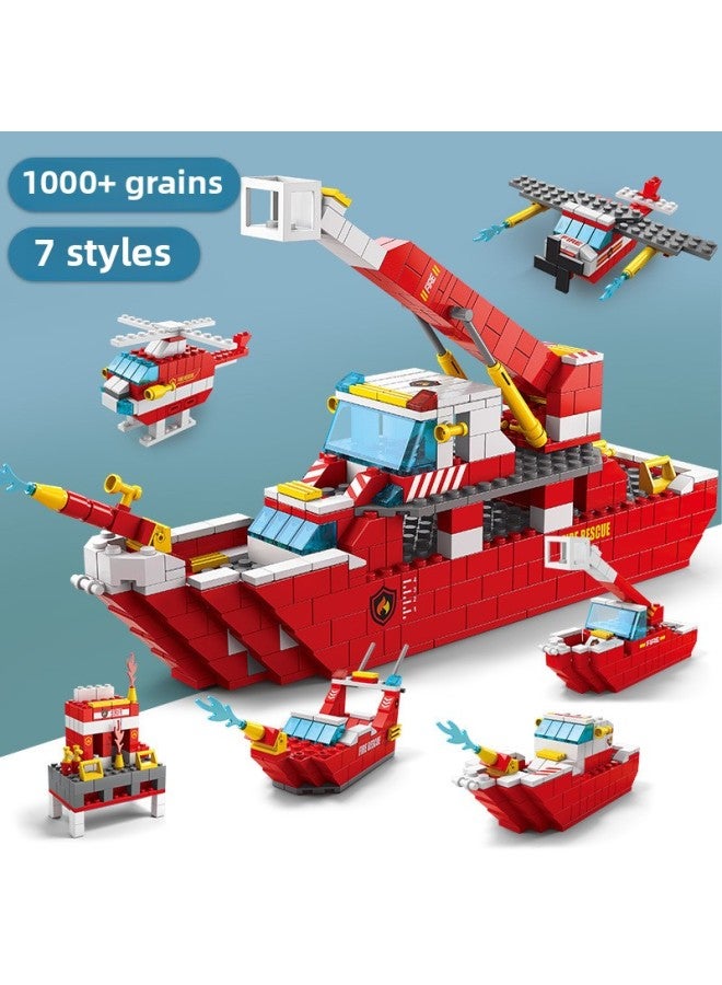 Lele Brothers Fire Fighting Series Fire Fighting Engines Compatible With Lego Piece Building Blocks Small Particle Boys Toy 8752-Color:LL 8752-1 Fire Boat [E-Commerce Bag]]-Specifications:Color Bag 30*40cm  - Image 1