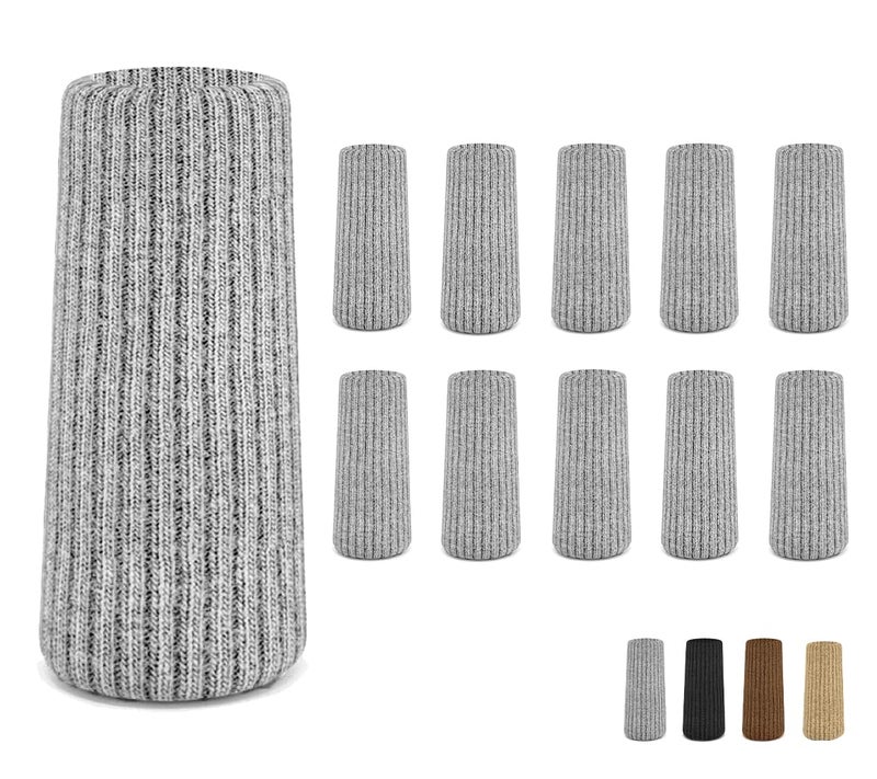 IAMZAY 48 Pcs Grey Premium Chair Leg Socks Protectors For Hardwood Floors - Do Not Easily Fall Off - Very Easy To Put On - Fits All Leg Shapes - High Elastic Bar Stool Leg Covers - Furniture Pads - Image 1