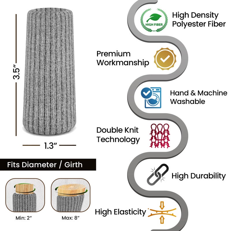 IAMZAY 48 Pcs Grey Premium Chair Leg Socks Protectors For Hardwood Floors - Do Not Easily Fall Off - Very Easy To Put On - Fits All Leg Shapes - High Elastic Bar Stool Leg Covers - Furniture Pads - Image 3