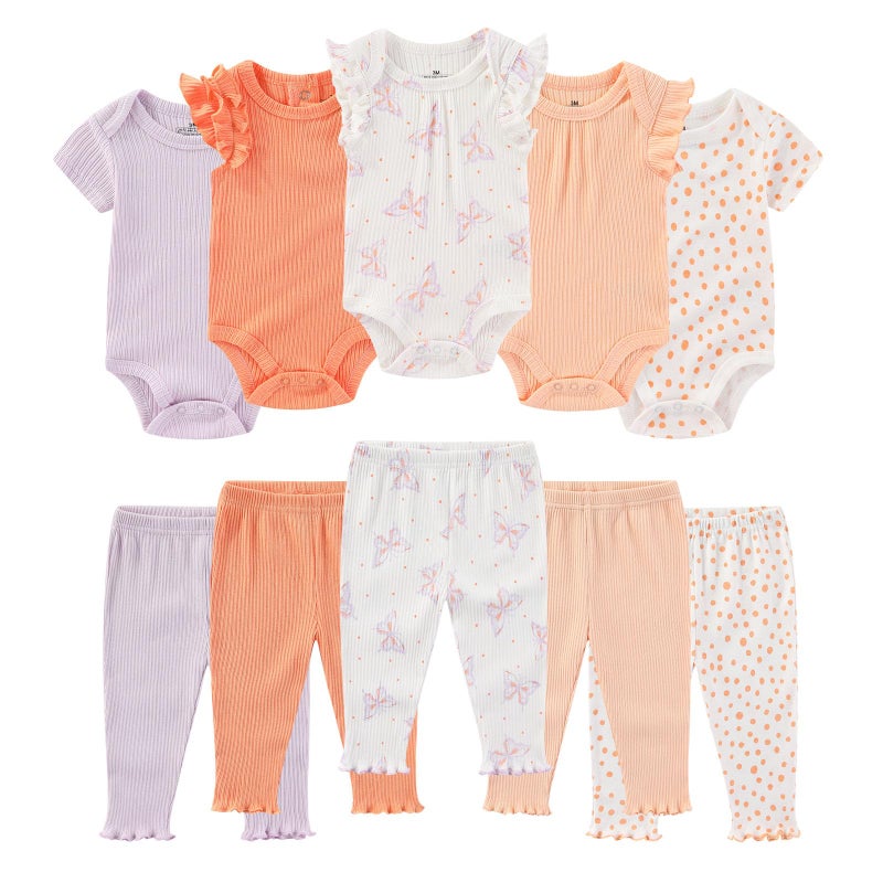 Ruliby Baby Girl Bodysuit and Pant Set Summer Soft Newborn Clothes Outfits 36 month - Image 2