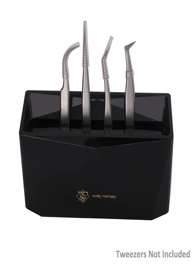 بريتي ميموري حامل ملاقط رموش أنيق بستة ثقوب، حامل ملاقط لتركيب الرموش، حامل ملاقط لمستلزمات تركيب الرموش، أدوات وإكسسوارات الرموش، أسود - Image 4