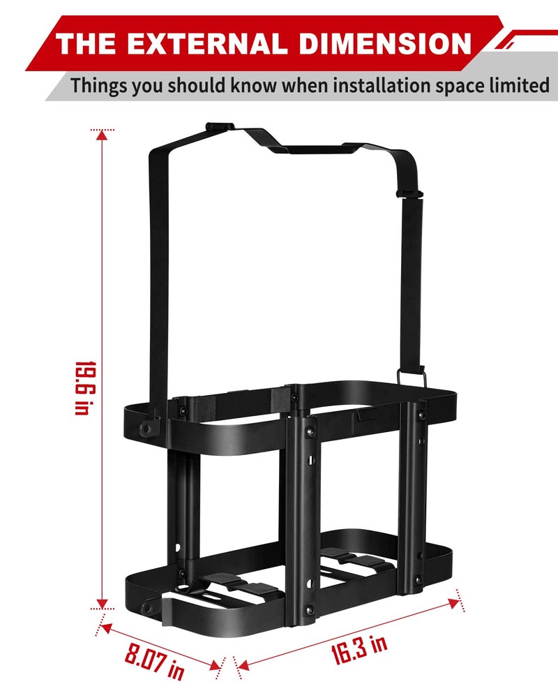 Racewill 2 Pack Upgrade Jerry Can Mounting Holders, 5 Gallon (20 Liter) Black Double Lockable Jerry Gas Can Holder Racks - Image 3