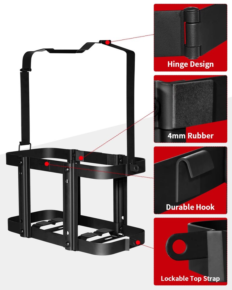 Racewill 2 Pack Upgrade Jerry Can Mounting Holders, 5 Gallon (20 Liter) Black Double Lockable Jerry Gas Can Holder Racks - Image 4