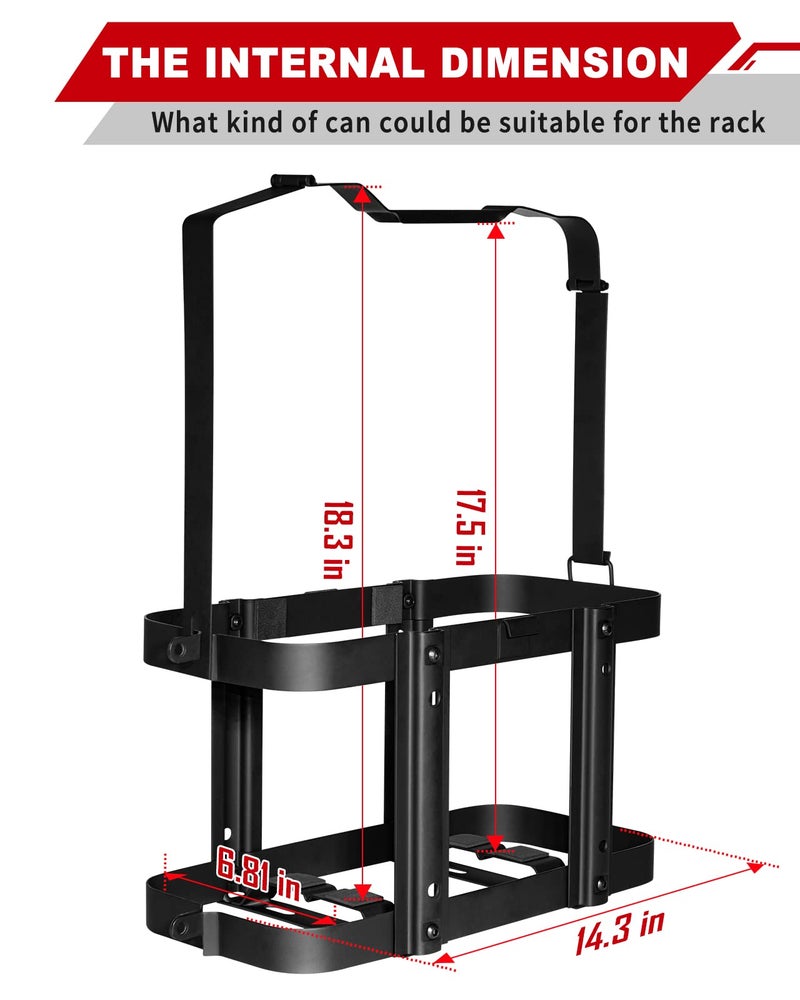 Racewill 2 Pack Upgrade Jerry Can Mounting Holders, 5 Gallon (20 Liter) Black Double Lockable Jerry Gas Can Holder Racks - Image 2