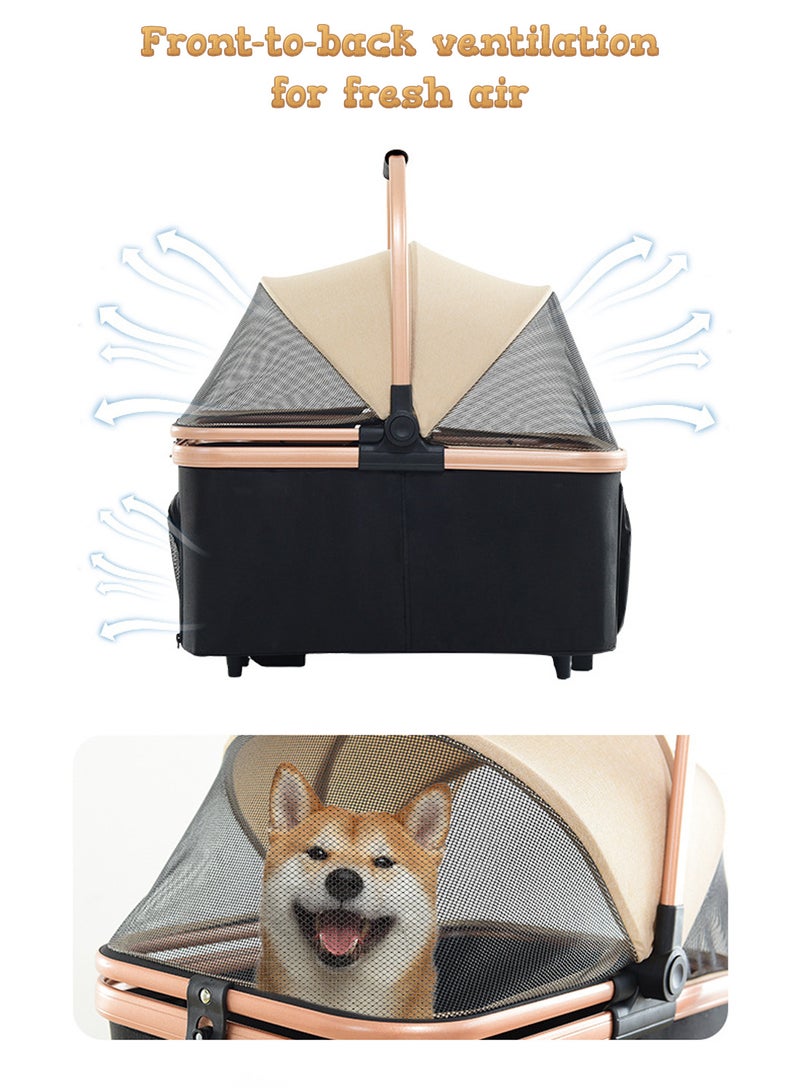 كيدل قابل للطي عربة الحيوانات الأليفة الكلب ناقل الكلب عربة التنفس وشبكة مرئية للقطط أو الكلاب  قابلة للطي عربة الحيوانات الأليفة شبكة نافذة القطط عربة مع حقائب الناقل القابلة للإزالة الكلاب عربة للركض السفر التخييم - Image 2