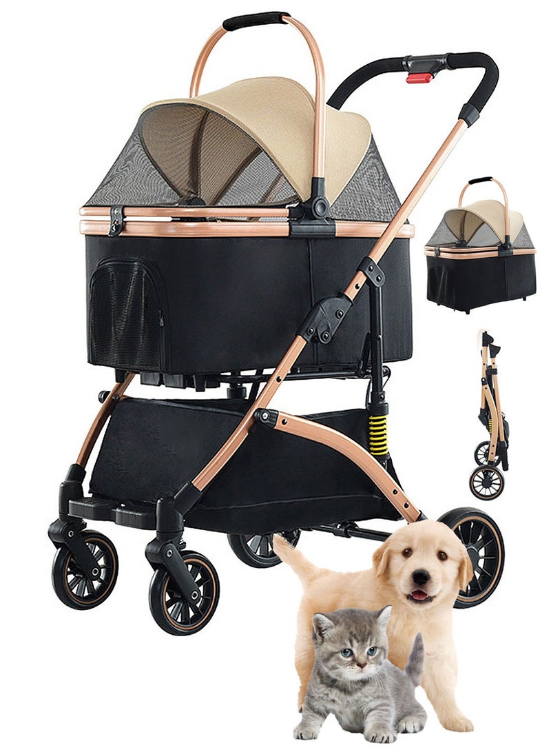 كيدل قابل للطي عربة الحيوانات الأليفة الكلب ناقل الكلب عربة التنفس وشبكة مرئية للقطط أو الكلاب  قابلة للطي عربة الحيوانات الأليفة شبكة نافذة القطط عربة مع حقائب الناقل القابلة للإزالة الكلاب عربة للركض السفر التخييم - Image 1