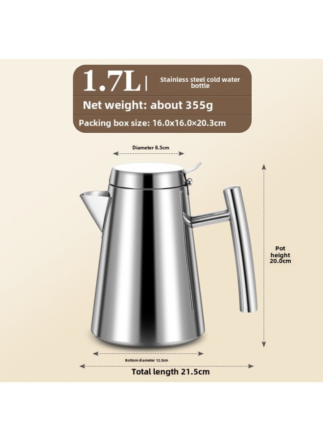 Direct Supply Thick Stainless Steel Cashpot Hotel Special Tea Kettle With Strainer Teapot Kettle Cross-border-Color:Natural Color-Capacity:Cold Kettle ]  - Image 1