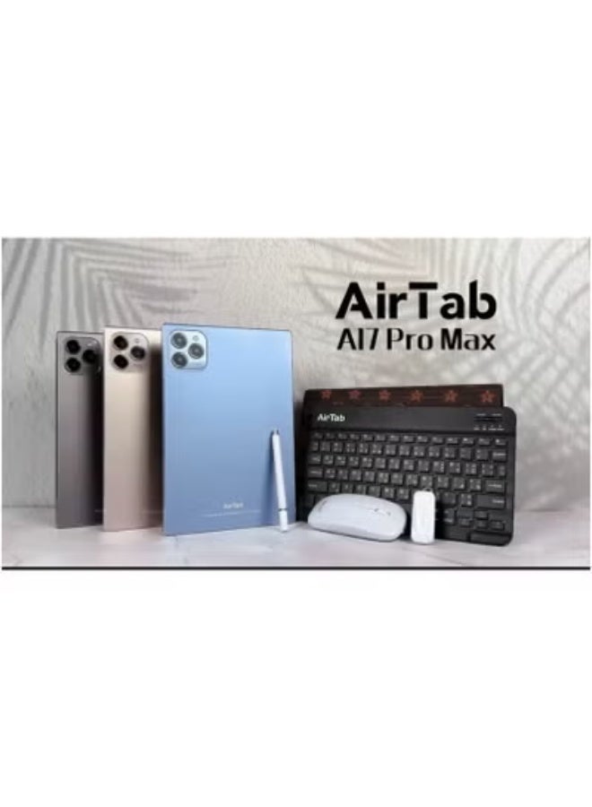 AirTab 10.1-Inch Smart Tablet A17 PRO MAX Android 13 Tablet with 16GB RAM & 1TB Storage | Quad-Core Processor | Dual SIM 4G LTE + Wi-Fi | Bluetooth Neckband Headphones | Touch Pen & Detachable Keyboard | Full HD Display | Long Battery Life | Sleek Gray Design - Image 2