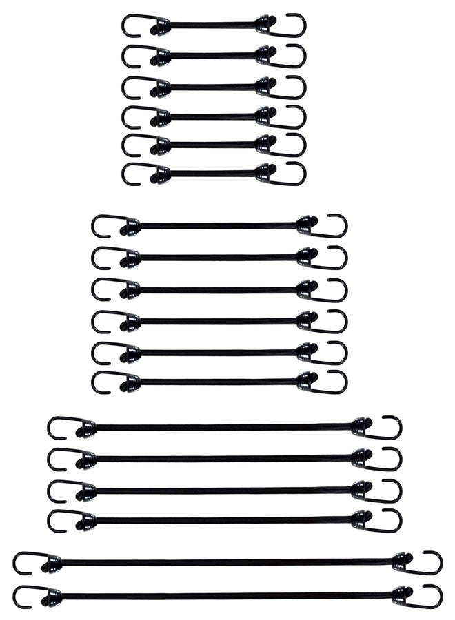 Joneaz Mini Bungee Cords with Hooks 2 inch 4 inch 6 inch 9 inch, Assorted 18-Piece Set Package of Small Bungee Cords - Image 1