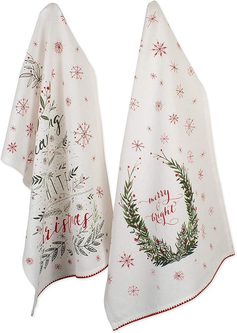 DII Christmas Kitchen Towel Set, Floral Tea Towels for Baking, Cleaning, Entertainment & Cooking, 18x28, Noel, 2 Piece - Image 1