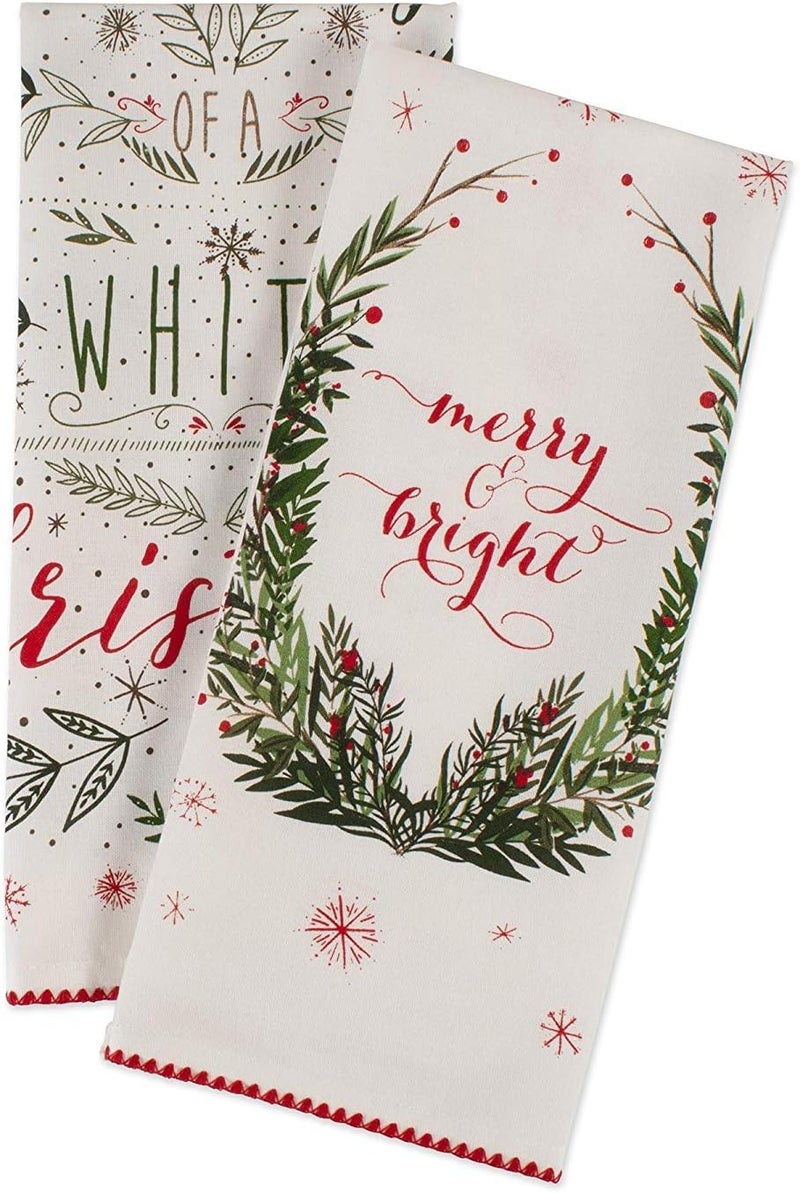 DII Christmas Kitchen Towel Set, Floral Tea Towels for Baking, Cleaning, Entertainment & Cooking, 18x28, Noel, 2 Piece - Image 2